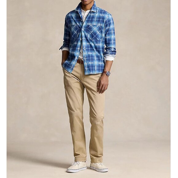 Polo Ralph Lauren Men's Flannel Plaid LS 2 Pocket Camp Shirt Classic Fit Blue XL - Picture 5 of 6